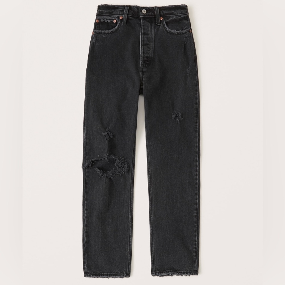 Abercrombie and Fitch high-rise dad curve love Jean in black